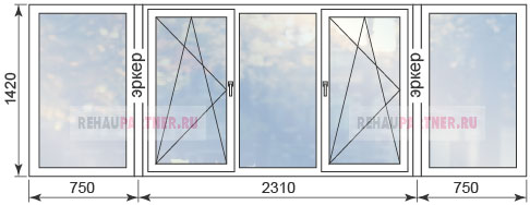 Цены на пластиковые окна для эркера в домах П44Т